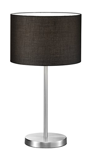 lightling modern Hockerleuchte in nickel matt, Stoffschirm schwarz, 1 x E27 max. 60W, ø 30 cm, Höhe: 55 cm von lightling