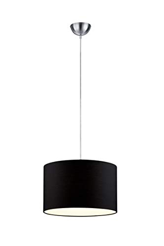 lightling modern Pendelleuchte in nickel matt, Stoffschirm schwarz, 1 x E27 max. 60W, ø 40 cm, Höhe: 25 cm, Länge: 150 cm von lightling
