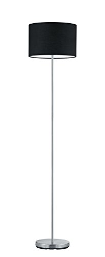lightling modern Stehleuchte in nickel matt, Stoffschirm schwarz, 1 x E27 max. 60W, ø 35 cm, Höhe: 160 cm von lightling