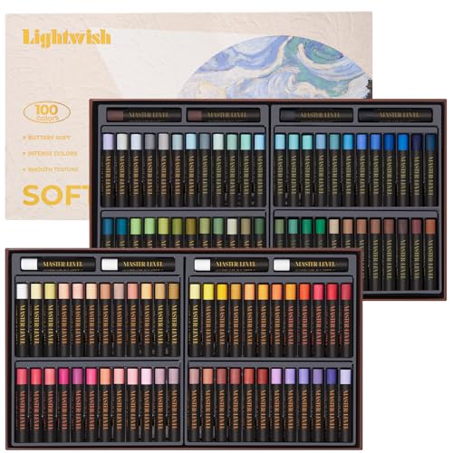 LIGHTWISH Professional Ölpastellkreiden, 100 leuchtende Farben plus 4 weiße, 104er Set, cremige und pigmentierte Künstler-Ölpastellkreiden zum Mischen, Schlichten & Schattieren von LIGHTWISH