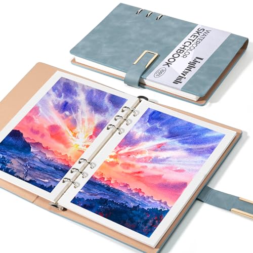 Lightwish Aquarell-Skizzenbuch, 100 % Baumwolle, säurefrei, 450 g/m², kaltgepresstes Aquarellpapier für Künstler, Erwachsene, Studenten, 15 Blatt, 14 x 21 cm Papier von LIGHTWISH