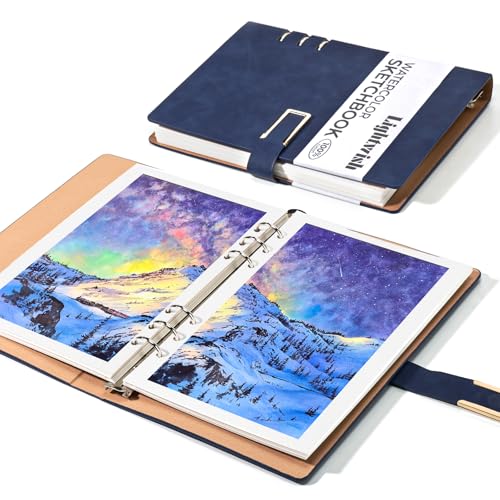 Lightwish Aquarell-Skizzenbuch, 100 % Baumwolle, säurefrei, 600 g/m², kaltgepresstes Aquarellpapier für Künstler, Erwachsene, Studenten, 12 Blatt, 14 x 21 cm Papier von LIGHTWISH