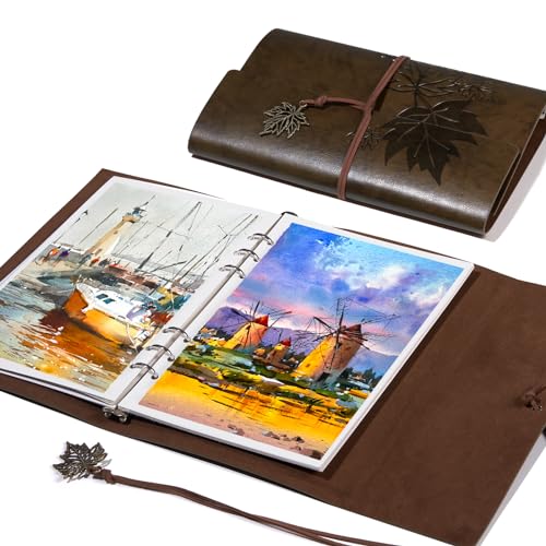 Lightwish Aquarell-Skizzenbuch, 100% Baumwolle, säurefrei, Aquarell-Tagebuch, 300 g/m², kaltgepresstes Aquarellpapier für Künstler, Erwachsene, Studenten, 20 Blatt, 23 x 16 cm(Vintage Dunkelbraun) von LIGHTWISH