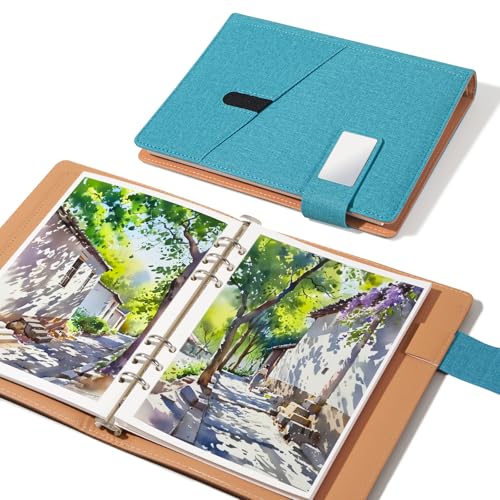 Lightwish Aquarell-Skizzenbuch, 100 % Baumwolle, säurefrei, Aquarell-Tagebuch, 300 g/m²/63,5 kg, Heißpress-Aquarellpapier für Künstler, Erwachsene, Studenten, 20 Blatt, 23,5 x 16,3 cm (Stoffblau) von LIGHTWISH