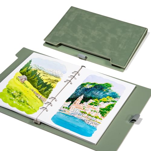 Lightwish Aquarell Skizzenbuch, 100% Baumwolle säurefrei Aquarell Journal, 300gsm/140lb Hot Press Aquarellpapier für Künstler, Erwachsene, Studenten, 20 Blätter, 9,25 * 6,3 Zoll (Set F) von LIGHTWISH