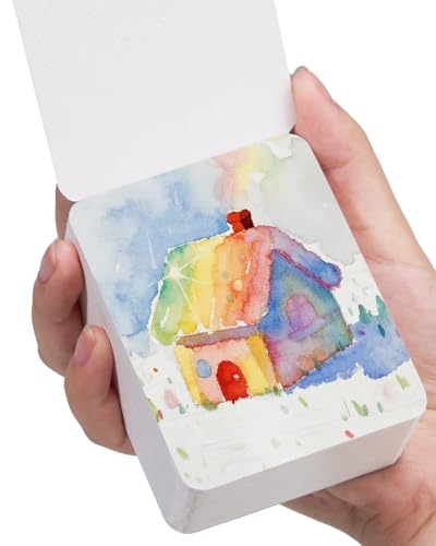 Lightwish Mini-Skizzenbuch, 60 Blatt, 6,6 x 8,4 cm, Heißpresse, 300 g/m², Reisegröße, tragbar, reißbar, quadratisch, Aquarell-Skizzenbuch, Kunstpapier, Skizzenbuch von LIGHTWISH