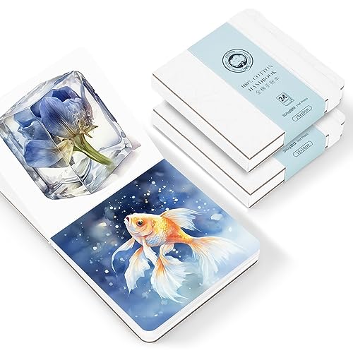 Lightwish Aquarell-Tagebuch, quadratisch, 100 % Baumwolle, Heißpress-Aquarellpapier, 300 g/m², säurefrei, 48 Blatt, 10 x 10 cm, kleines Skizzenbuch für Erwachsene, Studenten und Kinder, 2 Stück Lightwish Aquarell-Tagebuch, quadratisch, 100 % Baumwolle, Heißpress-Aquarellpapier, 300 g/m², säurefrei, 48 Blatt, 10 x 10 cm, kleines Skizzenbuch für Erwachsene, Studenten und Kinder, 2 Stück von LIGHTWISH