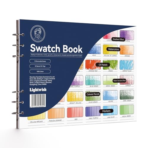 Lightwish Watercolor Swatch Book, 12 Blätter, 100% Baumwolle, 300gsm/140lb, säurefrei, Farbtagebuch für Ölpastellkreide, Aquarell, Gouache, Buntstifte Lightwish Watercolor Swatch Book, 12 Blätter, 100% Baumwolle, 300gsm/140lb, säurefrei, Farbtagebuch für Ölpastellkreide, Aquarell, Gouache, Buntstifte von LIGHTWISH