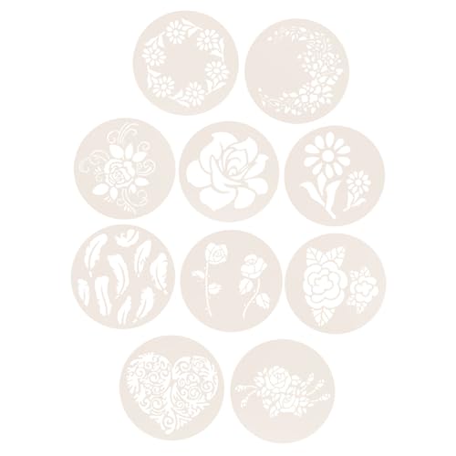 LIGIGWASH 10 Stück Teiliges Kuchen Schablonen aus Kreative Blumenmuster Tortendekor Schablonen für Backen Kaffee Malerei Wiederverwendbar Vielseitig Einsetzbar Kindgerechtes Design von LIGIGWASH