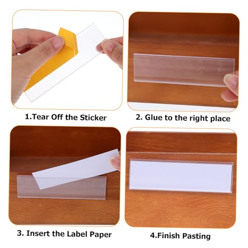 LIGIGWASH 100 Stück Selbstklebende Transparente Etikettenhalter mit Weißen Papierstreifen Pet Klebefolie für Drahtregale Aufbewahrungskörbe und Reißfest und Wiederbeschreibbar von LIGIGWASH