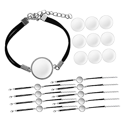 LIGIGWASH 10Stücke Teiliges Armband mit Glascabochons Kunstleder DIY Armbandzubehör für Schmuckherstellung Langlebig Einfach zu Bedienen Perfektes für Besondere Anlässe LIGIGWASH 10Stücke Teiliges Armband mit Glascabochons Kunstleder DIY Armbandzubehör für Schmuckherstellung Langlebig Einfach zu Bedienen Perfektes für Besondere Anlässe von LIGIGWASH