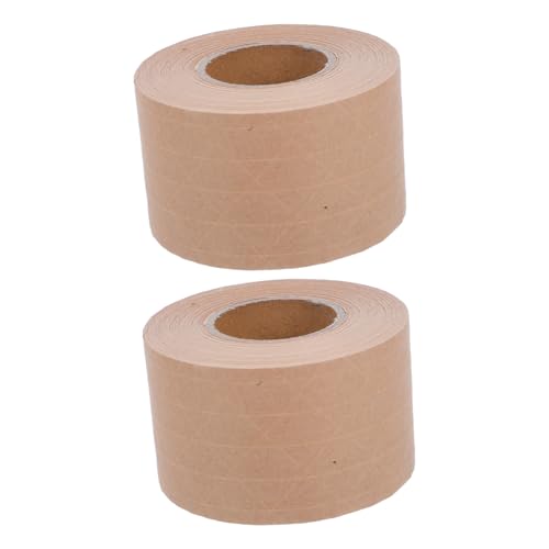 LIGIGWASH 2 Rollen Wasseraktiviertes Papierband braunes Packpapierband Papier Klebeband Verpackungsklebeband aus Papier Versandband, robust Bildrahmenband Kraftpapier Khaki von LIGIGWASH