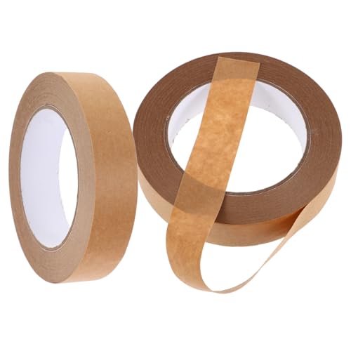 LIGIGWASH 2 Stück Klebeband Bastelband Papier Packband Abdeckband Rahmenband Metzger Papierband Kraft Packband Breites Klebeband Geschenkpapierband Versandband Braunes Kraftpapier von LIGIGWASH