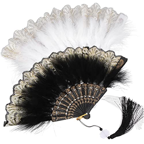 LIGIGWASH 2 Stück Vintage Plume Fächer Faltbare Handfächer für Frauen für Hochzeiten Partys und Tanzaufführungen Fotorequisiten Weiß und Schwarz LIGIGWASH 2 Stück Vintage Plume Fächer Faltbare Handfächer für Frauen für Hochzeiten Partys und Tanzaufführungen Fotorequisiten Weiß und Schwarz von LIGIGWASH