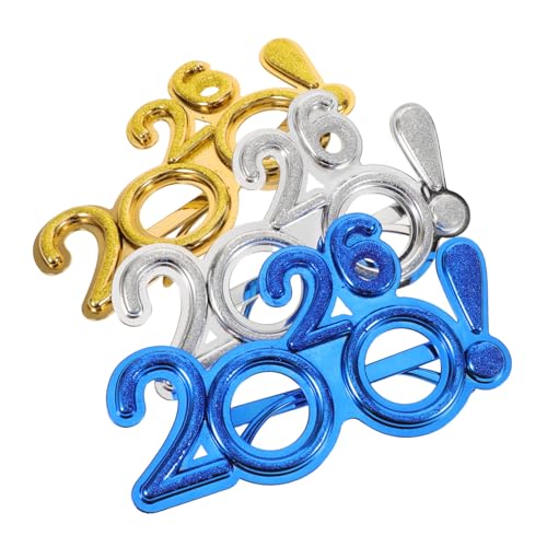 LIGIGWASH 3 Stück Teiliges Silvesterbrillen aus Leichtem Kunststoff mit Ausrufezeichen-dekor Bunte Partybrillen in Blau Silber Gold für Neujahrsfeier Fotorequisiten und Kostüm-accessoire von LIGIGWASH