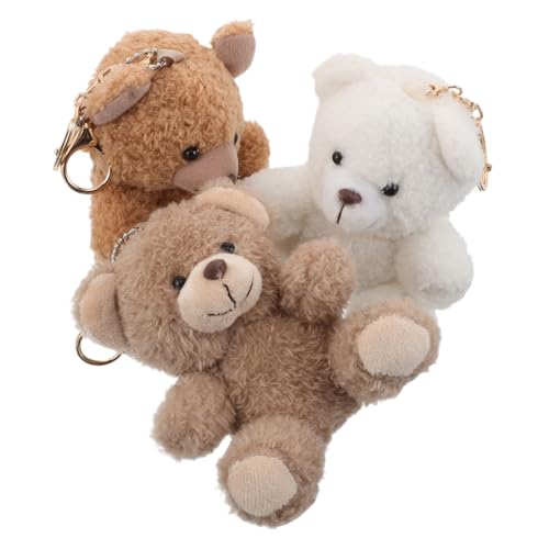 LIGIGWASH 3 Stücke 3-teilig Niedlicher Sitzender Teddybär-Schlüsselanhänger aus Langlebigem Plüschstoff Attraktives Taschen- und Rucksackzubehör als Partygeschenk oder Weihnachtsfüllung von LIGIGWASH