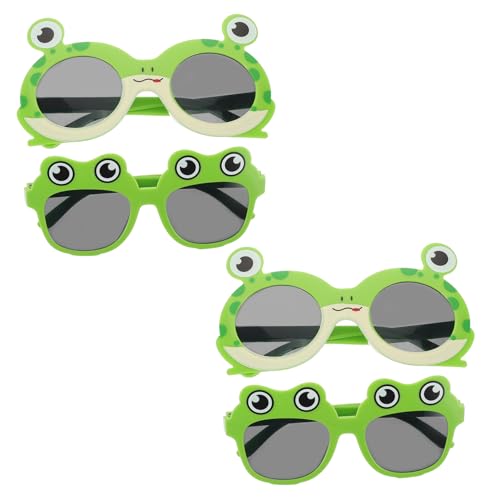 LIGIGWASH 4 Stück Niedliche Frosch Sonnenbrillen aus Tierische Cartoon Brillen mit Grauen Gläsern Leichte und Robuste Partybrillen für Sommer Geburtstag Fotobox und Hawaii Mottoparty von LIGIGWASH