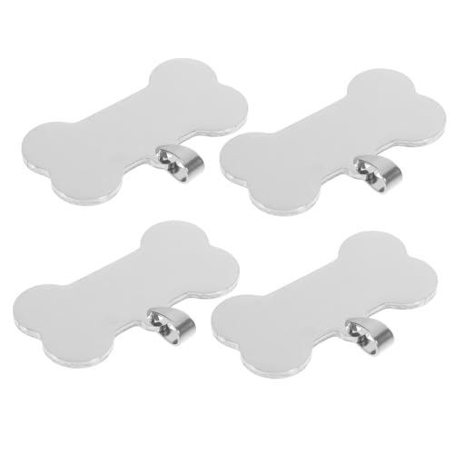 LIGIGWASH 4 Stück Tierschild Aus Edelstahl Haustier Blanko-tag-anhänger Stanzen Rohlinge Gravieren, Etiketten Stempeln Blanko-namensanhänger Etiketten Aus Edelstahl Silver Rostfreier Stahl von LIGIGWASH
