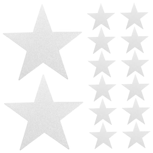 LIGIGWASH 48 Stück Glitzernde Papiersterne Doppelseitige Stern Ausschnitte für Bastelprojekte Klassenzimmer Dekoration und Kreative Handarbeiten Silberfarben zum Schreiben und Zeichnen von LIGIGWASH
