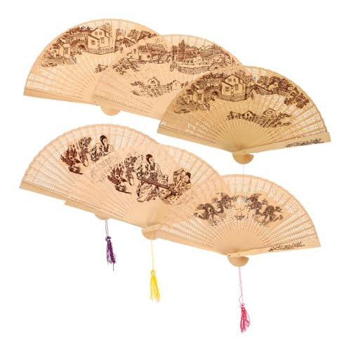 LIGIGWASH 6 Stück Handfächer aus Holz Vintage Faltfächer im Chinesischen Stil für Hochzeiten Partys und Dekoration Leicht und Kompakt für Einen Kühlen LIGIGWASH 6 Stück Handfächer aus Holz Vintage Faltfächer im Chinesischen Stil für Hochzeiten Partys und Dekoration Leicht und Kompakt für Einen Kühlen von LIGIGWASH