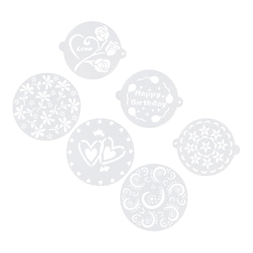 LIGIGWASH 6 Stück Teiliges Kunststoff Cake Decorating Stencils Vielseitige Backschablonen mit Feinen Mustern Leicht zu Reinigen für Kuchen und Kaffee Dekoration Geeignet für DIY Backprojekte von LIGIGWASH