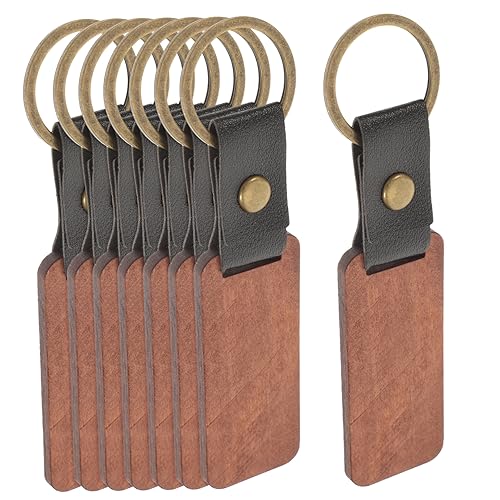 LIGIGWASH 8Stücke Holz Schlüsselanhänger Rohlinge DIY Schlüsselringe Holz Blanko Schlüsselanhänger für Gravur Basteln Robuste Holzanhänger für Kreative Projekte von LIGIGWASH