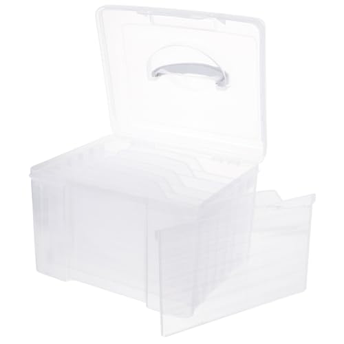 LIGIGWASH Foto aufbewahrungsbox mit Verstellbaren Fächern Tragbarer Kunststoff Organizer für Fotos und Grußkarten Großer Fassungsvermögen mit Griff Multifunktionale Sortierbox für von LIGIGWASH