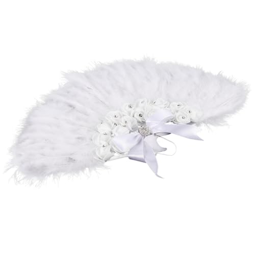 LIGIGWASH Handgehaltener Federfächer für Hochzeiten Accessoire für Braut und Gäste Dekorativer Fächer für Partys Praktisch Leicht und Tragbar Hochzeitsdekoration von LIGIGWASH