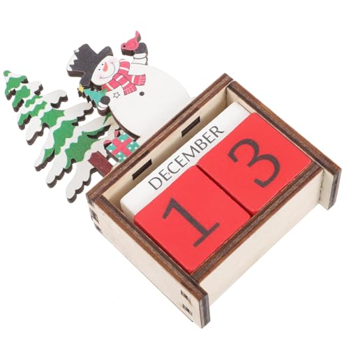 LIGIGWASH Holz Adventskalender Countdown mit Verstellbaren Zahlen Stabilem Schneemann Design Weihnachtsdeko für Tisch Desktop und Zuhause Wiederverwendbar Kreatives für Familie von LIGIGWASH