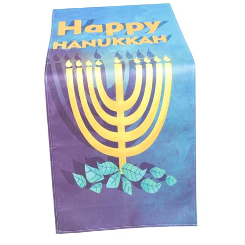 LIGIGWASH Rustikaler Hanukkah Tischläufer Baumwolle Leinen Langlebig Farbecht Dekorativ für Esszimmer Küche Kaffeetisch Schützt vor Kratzern Gemütliche Festtagsdekoration Zuhause von LIGIGWASH