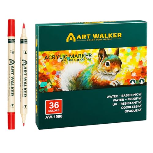 12/24/36 Farben Acrylmalstift, Doppelkopf, Acryl-Marker, Tinte auf Wasserbasis, zum Malen auf Papier, Stein, Holz, Glas, Kunst, Pinsel 12/24/36 Farben Acrylmalstift, Doppelkopf, Acryl-Marker, Tinte auf Wasserbasis, zum Malen auf Papier, Stein, Holz, Glas, Kunst, Pinsel von LIGSLN