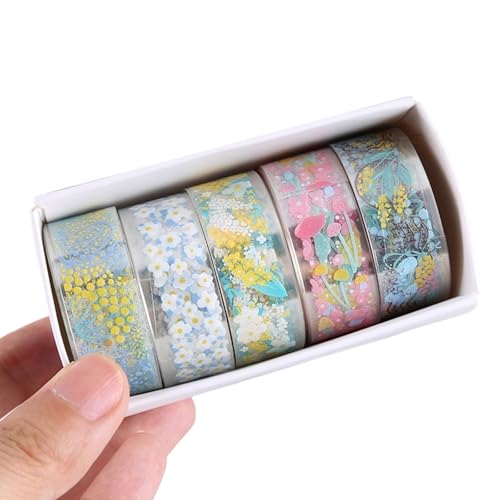 Dekoratives Klebeband mit Blumenmuster, 15 mm x 2 m, wasserabweisend, PET, für Scrapbooking, Tagebuch, Fotoalbum, künstlerischer Planer, Aufkleber Dekoratives Klebeband mit Blumenmuster, 15 mm x 2 m, wasserabweisend, PET, für Scrapbooking, Tagebuch, Fotoalbum, künstlerischer Planer, Aufkleber von LIGSLN