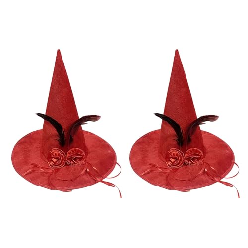LIGSLN Eleganter Hexenhut, samtig mit farbigen Schleifen, Rosen, Akzent für Halloween-Kostümpartys, Hexenhut für Cosplays und Themenpartys LIGSLN Eleganter Hexenhut, samtig mit farbigen Schleifen, Rosen, Akzent für Halloween-Kostümpartys, Hexenhut für Cosplays und Themenpartys von LIGSLN