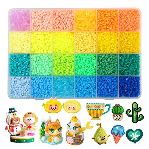 LIHAO 12000 Bügelperlen Set Steckperlen in Sortierbox Kinder DIY Perlen für Bügelperlen Platte (2,6 mm, 24 Farben, Heller Stil) von LIHAO