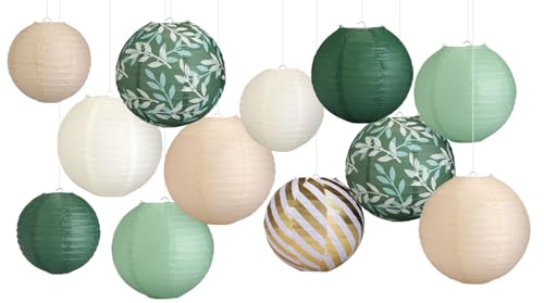 LIHAO Lampenshcrime Grüne Laterne Lampions Papierlaternen Set 12 PCS Papier Laternen Partydekorationen für Brautpartys grüne Boho-Hochzeitsdekorationen Geburtstagsfeier Eukalyptus Greenery Thema LIHAO Lampenshcrime Grüne Laterne Lampions Papierlaternen Set 12 PCS Papier Laternen Partydekorationen für Brautpartys grüne Boho-Hochzeitsdekorationen Geburtstagsfeier Eukalyptus Greenery Thema von LIHAO