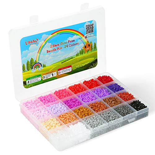 LIHAO Sicherungsperlen-Set, 24 Farben, 2,6 mm, kleine Mini-Sicherung, Perlen-Set, mehrfarbig, zum Aufbügeln, Farbauswahl I von LIHAO