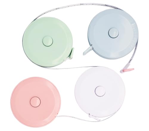 Maßband, weich, einziehbar, für Körpermaße, Körperschneider, Nähen, Basteln, Stoffmaß, 150 cm, 4 Stück (Rosa, Blau, Grün, Weiß) von LIJUST