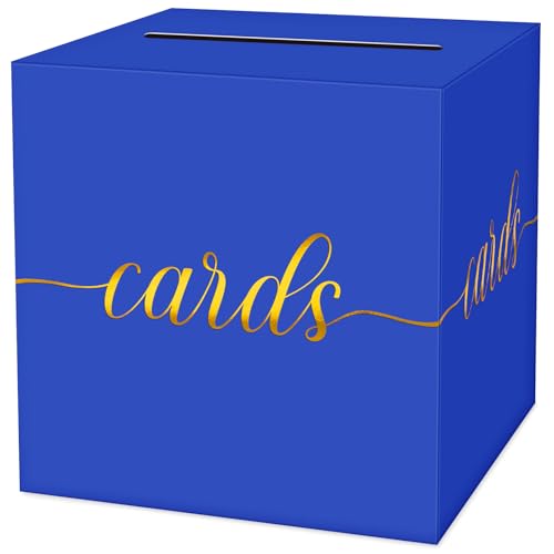LIKAJON 1 Packung blaue und goldene Folien-Karten-Box für Party, 22,1 cm, blaue Geschenkkarten-Box, Spardose für Geburtstag, Hochzeit, Babyparty, Ruhestand, Jubiläum, Brautparty, Tombola-Ticket LIKAJON 1 Packung blaue und goldene Folien-Karten-Box für Party, 22,1 cm, blaue Geschenkkarten-Box, Spardose für Geburtstag, Hochzeit, Babyparty, Ruhestand, Jubiläum, Brautparty, Tombola-Ticket von LIKAJON