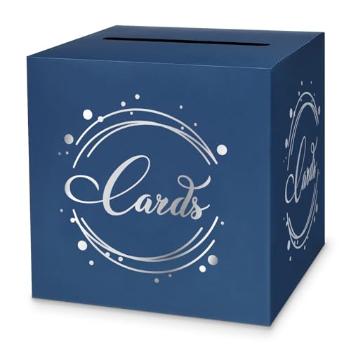 LIKAJON 1 Packung marineblaue und silberne Folien-Karten-Box für Party, 22,1 cm, marineblaue Geschenkkarten-Box, Spardose für Geburtstag, Hochzeit, Babyparty, Ruhestand, Jubiläum, Brautparty, LIKAJON 1 Packung marineblaue und silberne Folien-Karten-Box für Party, 22,1 cm, marineblaue Geschenkkarten-Box, Spardose für Geburtstag, Hochzeit, Babyparty, Ruhestand, Jubiläum, Brautparty, von LIKAJON