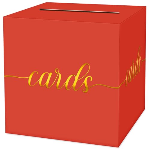 LIKAJON 1 Packung rote und goldene Folien-Karten-Box für Party, 22,1 cm, rote Geschenkkarten-Box, Spardose für Geburtstag, Hochzeit, Babyparty, Ruhestand, Jubiläum, Brautparty, Tombola-Ticket LIKAJON 1 Packung rote und goldene Folien-Karten-Box für Party, 22,1 cm, rote Geschenkkarten-Box, Spardose für Geburtstag, Hochzeit, Babyparty, Ruhestand, Jubiläum, Brautparty, Tombola-Ticket von LIKAJON