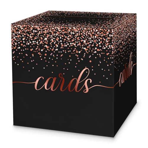 LIKAJON 1 Packung schwarze und rotgoldene Kartenbox für Party, 22,1 cm schwarze Geschenkkarten-Box, Spardose für Geburtstag, Hochzeit, Babyparty, Ruhestand, Jahrestag, Brautparty, Tombola-Ticket LIKAJON 1 Packung schwarze und rotgoldene Kartenbox für Party, 22,1 cm schwarze Geschenkkarten-Box, Spardose für Geburtstag, Hochzeit, Babyparty, Ruhestand, Jahrestag, Brautparty, Tombola-Ticket von LIKAJON