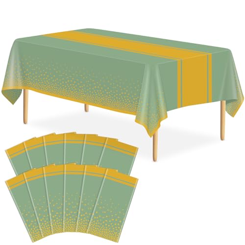 LIKAJON 12 Stück Salbeigrün und Gold-Tischdecken, Party-Dekorationen, Kunststoff-Tischdecke, Salbeigrün, bedruckt, goldfarben, 137,2 x 274,4 cm, Einweg-Tischdecke für Geburtstag, Hochzeit LIKAJON 12 Stück Salbeigrün und Gold-Tischdecken, Party-Dekorationen, Kunststoff-Tischdecke, Salbeigrün, bedruckt, goldfarben, 137,2 x 274,4 cm, Einweg-Tischdecke für Geburtstag, Hochzeit von LIKAJON