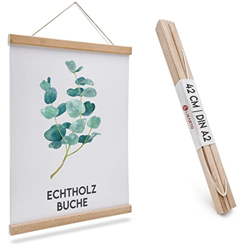LIKARTO Premium-Posterleiste Holz Buche A2 | 42 cm - Hochwertige magnetische Bilderleiste aus Echtholz inklusive Lederband - Einfaches Bilder aufhängen LIKARTO Premium-Posterleiste Holz Buche A2 | 42 cm - Hochwertige magnetische Bilderleiste aus Echtholz inklusive Lederband - Einfaches Bilder aufhängen von LIKARTO