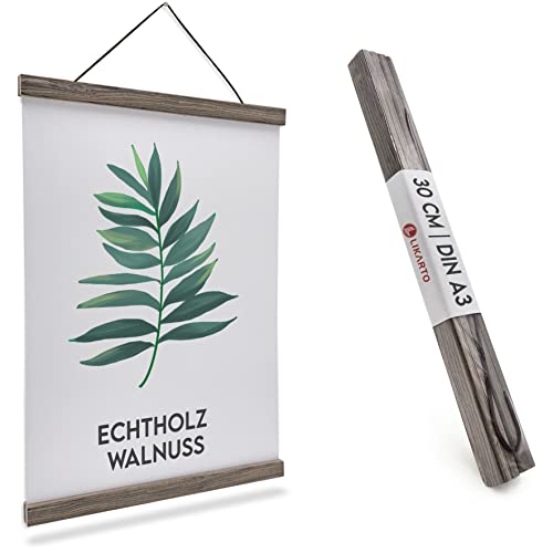 LIKARTO Premium-Posterleiste Holz Walnuss A3 | 30 cm - Hochwertige magnetische Bilderleiste aus Echtholz inklusive Lederband - Einfaches Bilder aufhängen LIKARTO Premium-Posterleiste Holz Walnuss A3 | 30 cm - Hochwertige magnetische Bilderleiste aus Echtholz inklusive Lederband - Einfaches Bilder aufhängen von LIKARTO
