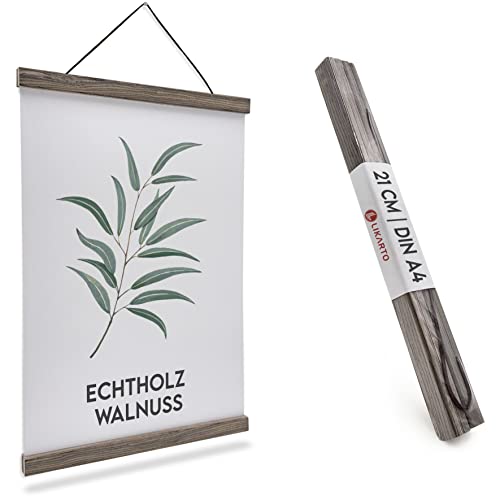 LIKARTO Premium-Posterleiste Holz Walnuss A4 | 21 cm - Hochwertige magnetische Bilderleiste aus Echtholz inklusive Lederband - Einfaches Bilder aufhängen LIKARTO Premium-Posterleiste Holz Walnuss A4 | 21 cm - Hochwertige magnetische Bilderleiste aus Echtholz inklusive Lederband - Einfaches Bilder aufhängen von LIKARTO