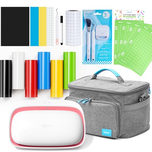 Likcut Glee S501 Plottermaschine, Mini Schneideplotter Verfügbar für Vinyl, Iron on und Karten, Einsteigerset mit Aufbewahrungstasche, Rosa Likcut Glee S501 Plottermaschine, Mini Schneideplotter Verfügbar für Vinyl, Iron on und Karten, Einsteigerset mit Aufbewahrungstasche, Rosa von LIKCUT