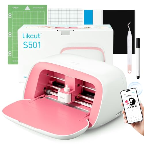 Likcut S501 Plottermaschine, Mini schneideplotter Verfügbar für Karten und Vinyl, Plotter mit Schwarze Stifte und Unkrauthaken, Rosa Likcut S501 Plottermaschine, Mini schneideplotter Verfügbar für Karten und Vinyl, Plotter mit Schwarze Stifte und Unkrauthaken, Rosa von LIKCUT