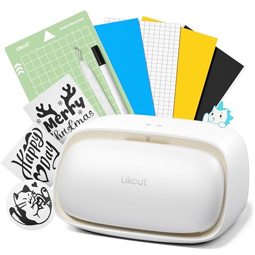 Likcut S501 Plottermaschine, Mini Schneideplotter Verfügbar für Vinyl, Iron on und Karten mit Einsteiger Set, Beige Likcut S501 Plottermaschine, Mini Schneideplotter Verfügbar für Vinyl, Iron on und Karten mit Einsteiger Set, Beige von LIKCUT