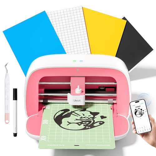 Likcut S501 Plottermaschine, Mini Schneideplotter Verfügbar für Vinyl, Iron on und Karten mit Einsteiger Set, Rosa Likcut S501 Plottermaschine, Mini Schneideplotter Verfügbar für Vinyl, Iron on und Karten mit Einsteiger Set, Rosa von LIKCUT
