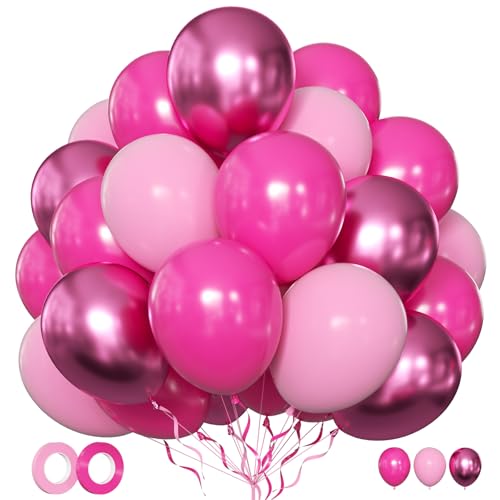 Luftballons Mädchen Luftballons Pink Rosa 50 Stk 12 zoll Ballons Rosa Fuchsia Magenta Metallic Ballons Pink für Frauen Prinzessin Geburtstag Hochzeit Verlobung Babyparty Brautparty JGA Deko von LIKDAY